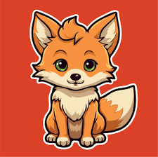 cute fox drawing kawaii funny vector