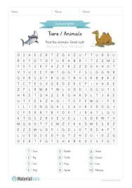 20 min english language, geography, kreuzworträtsel, vokabeln vokabelarbeitsblatt arbeitszeit: Tiere Animals Materialguru