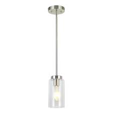 Vinluz One Light Chandeliers Modern Clear Glass Pendant Lighting Brushed Nickel Dining Room Lighting Fixtures Hanging Contemporary Lamp Semi Flush Mount Ceiling Lights On Galleon Philippines