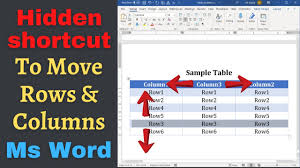 move rows and column in word table