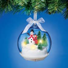A beautiful christmas home scene story house sculpture. Musical Snowman Christmas Tree Ornament Collections Etc