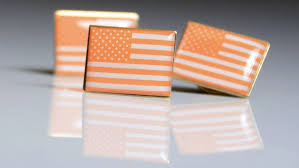 wearing orange american flag pins