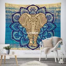 Elephant Tapestry Lotus Mandala Wall