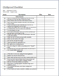 Ms Word Childproofing Chart And Checklist Template Word