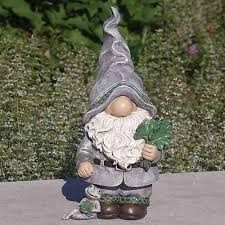 irish garden gnome with shamrock