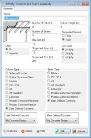 add or modify a columns and beams assembly