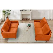 orange velvet living room