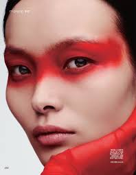 ling liu models red hot makeup looks in