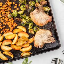 sheet pan pork chops with roasted