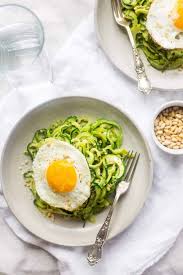 zucchini noodles with pesto and fried