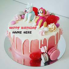 write name on cartoon birthday cake for
