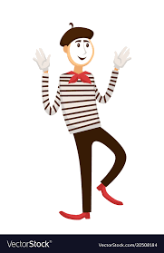 mime with white makeup in striped shirt