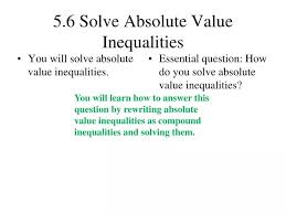 Solve Absolute Value Inequalities