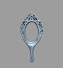 antique silver wooden hand mirror for