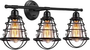 Amazon Com Edison 3 Light Bathroom Vintage Vanity Wall Sconce Lighting Industrial Metal Wire Cage Wall Light Rustic Farmhouse Style Wall Lamp Fixtures For Bathroom Living Room Kitchen Home Improvement