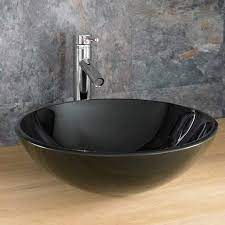 310mm monza round black glass cloakroom