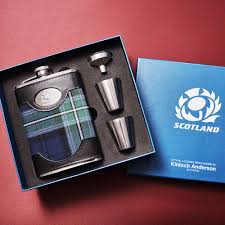 hip flask in scottish rugby tartan