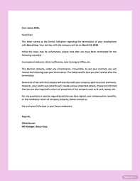 simple termination letter template in