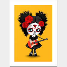 Sugar Skull Girl Playing Canadian Flag