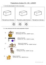 Prepositions Of Place In On Under English Esl Worksheets