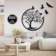 Tree Of Life And Birds Metal Wall Art