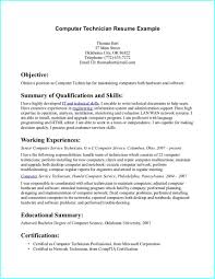Resume Objective Of Computer Technician Uncategorized