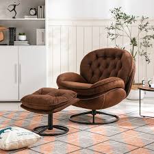 velvet swivel accent chair with ottoman