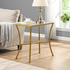 High Rectangle Glass Top End Table