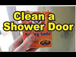clean a shower door with baking soda