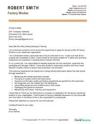 factory worker cover letter exles