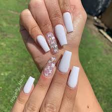 Clear acrylic nails with rhinestones the first nail design that we have to show you is so glitzy and glamorous! 30 Most Stunning Coffin White Acrylic Nail Designs Of All Time Best Nail Art Designs 2020
