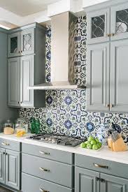 blue mediterranean mosaic tile kitchen