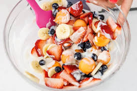 fruit salad with honey yogurt dressing