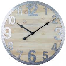 wooden wall clock with zink numbers 40cm