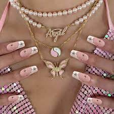 french tip press on nails um coffin