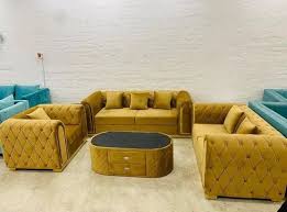 brown 6 seater living room sofa set
