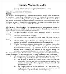 Free Sample Of Minutes Of Meeting Template Filename Reinadela Selva