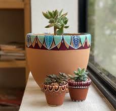 Painted Terracotta Pots Flower Pot
