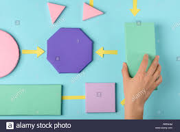 Flow Chart Color Paper Model Woman Connecting Different