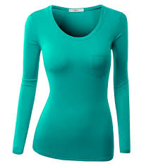 J Tomson Womens Basic Long Sleeve Scoop Neck Slim Fit T Shirt Cwttl0125_darkmint Cs124wx5pdj