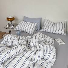Minimal Stripe Bedding Set Blue In