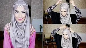 tutorial hijab pesta memakai bandul