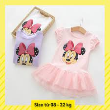 Thời trang quần áo trẻ em bé gái - Đầm thun in hình Mickey với chân váy  voan mềm cho bé gái 1,2,3,4,5,6,7 tuổi