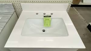 Solid white 31 x 19 cultured marble vanity top. Glacier White Crushed Marble Vanity Top Builders Surplus