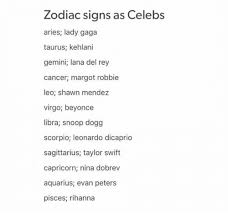 Zodiac Signs As Celebs Aries Lady Gaga Taurus Kehlani Gemini