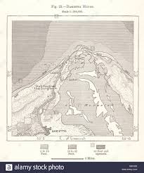 Damietta Mouth Of The Nile Egypt Sketch Map 1885 Old