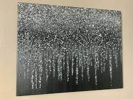 Silver Glitter Painting Abstract Art
