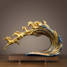Opens in a new tab. Arts Crafts Buy Figurines Online Animal Figurines Online Six Mighty Golden Horses Statue Handcr Animal Decor Geometric Sculpture Decorative Sculpture