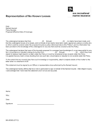 Statement Of No Loss Letter Sample Progressive Acord Form Fillable