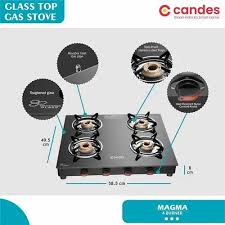 Candes Magma 4b Glass Manual Gas Stove